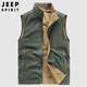 JEEP SPIRIT吉普馬甲男春秋戶(hù)外水洗雙面外套休閑無(wú)袖背心上衣男裝 軍綠 2XL