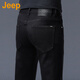 吉普（JEEP）美國正品Jeep高端彈力修身小腳牛仔褲男士夏季純棉休閑彈力直筒褲 純黑色【專柜同款】 33 推薦145-155斤