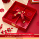 日美新早生貴子干果組合模具結婚床上壓床擺件果盤(pán)盒訂婚用品紅棗四宮格 楠竹四格果盤(pán)紅色+酒紅色燙金絲