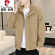 皮爾卡丹（pierre cardin）男裝2026新款潮米色外套青年春秋季薄款休閑百搭男裝夏季沖鋒夾克 卡其色 L 【130斤內】