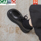 卡帝樂(lè )鱷魚(yú)（CARTELO）真皮厚底樂(lè )福鞋女2025春秋新款百搭學(xué)院黑色單鞋系帶英倫風(fēng)小皮鞋 黑色啞光 37