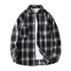 頂峰保羅（Dingfengbaoluo）日系文藝格子襯衫男休閑長(cháng)袖外套疊穿上衣簡(jiǎn)約百搭DFC03黑色XL