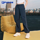 FILA FUSION斐樂潮牌梭織長褲女2025秋新款時尚寬松傘兵褲休閑褲 寶石深藍-DB L 170/70A/L