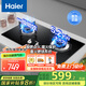 海爾（Haier）燃氣灶家用【山東補貼】節能雙灶臺式嵌入式熄火保護防干燒猛火定時(shí)天然氣液化氣煤氣灶 A款天然氣-5.2kW藍焰猛火灶BE50