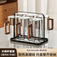 裕昶高硼硅玻璃杯家用客廳耐高溫泡茶杯水杯套裝待客透明喝水杯子水具 6杯+黑色杯架