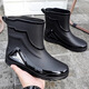 巧丂春秋新款雨鞋男單里防雨防水防滑釣魚(yú)短中筒靴水靴工作膠鞋涉水靴 黑色短筒 （單里） 41 碼