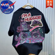 NASA ABOUT夏季短袖圓領卡通印花新款寬松休閑情侶半袖體恤草莓熊百搭上衣潮 黑色【重磅純棉退貨】 XL 建議145-160斤