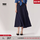 Levi's李維斯冰酷系列25春夏新款女士美式高街壓褶藍(lán)色牛仔半身裙 牛仔藍(lán) M (26)