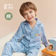 頂瓜瓜兒童睡衣套裝春夏季長(cháng)袖純棉男童居家服A類(lèi)透氣 淺藍色 170