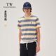 Teenie Weenie小熊男裝撞色條紋T恤秋冬新款學(xué)院休閑圓領(lǐng)簡(jiǎn)約短袖 黃色 L 175