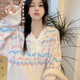 粉媚夢(mèng)女士毛衣女針織衫打底衫女裝2025秋冬新款外套洋氣款衣服上衣冬季 綁帶波浪條粉藍(lán)色針織毛衣 均碼 【建議130斤以內(nèi)】