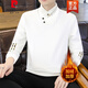 皮爾卡丹（pierre cardin）歐貨高領(lǐng)衛衣男秋冬季時(shí)尚燙金加絨加厚休閑長(cháng)袖t恤內搭秋衣 930白色 2XL 135-150斤