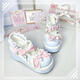 閃動(dòng)少女（SHANDONGSHAONV）Lolita厚底中跟公主鞋可愛(ài)高跟軟妹學(xué)生鞋子瑪麗珍鞋 藍粉 36