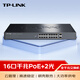 TP-LINK2千兆SFP+16口千兆PoE二層網(wǎng)管交換機(jī) (16PoE口+2千兆SFP) 企業(yè)級(jí)分流器 分線器TL-SG2218PE