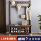 澤多進(jìn)門(mén)口換鞋凳衣帽架鞋柜一體靠墻落地實(shí)木玄關(guān)入門(mén)鞋架掛衣架一體 送貨-1.2米儲物格衣架（備注顏色
