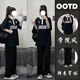 嘉綢夏天女大童套裝13-15歲大女童初中生小學(xué)生運(yùn)動(dòng)少女春夏裝2024新 黑色長庫短袖兩件套裝【夏裝套裝 165 XL（120-135斤）