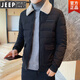 JEEP SPIRIT品牌棉衣男士2025冬季加厚羽絨棉服中青年棉襖翻領(lǐng)毛領(lǐng)休閑外套男 黑色 L