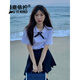 鹿依檸連衣裙女夏季2025新款女裝韓系減齡泰國學(xué)生學(xué)院風(fēng)jk制服套裝裙子 藍色襯衫+藏青短裙 M