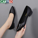 卡帝樂鱷魚 CARTELO 職業(yè)尖頭工作鞋低跟通勤女單鞋 KDO-A335-99 黑色 38 