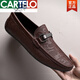 卡帝樂(lè )鱷魚(yú)（CARTELO）2026新品豆豆鞋男春季韓版透氣百搭軟底男鞋懶人鞋子真皮休閑皮鞋 棕色【四季款】 39 【標準皮鞋碼】