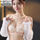 莫代爾內(nèi)衣女小胸聚攏上托收副乳平胸顯大調(diào)整型蕾絲透氣性感美背文胸罩 香檳+粉膚 【2件裝】 75B 34B(中厚杯2.5CM)