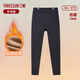 三槍?zhuān)═HREEGUN）女士羊毛保暖褲秋冬雙層加絨加厚修身打底褲中老年高腰長(cháng)褲打底褲 黑麻灰 L