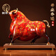 全銅大漆牛擺件家居客廳辦公室桌面酒柜裝飾品送領(lǐng)導(dǎo)朋友開業(yè)禮品 小號牛氣沖天24*10*20【加底座】