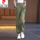 皮爾卡丹（pierre cardin）工裝褲女夏季薄款2024新款高腰寬松冰絲束腳運(yùn)動(dòng)褲休閑褲褲子 軍綠色 L(建議100斤-115斤)
