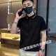 哇牌裳夏季男士帶領(lǐng)短袖T恤時(shí)尚商務(wù)休閑定制工作服翻領(lǐng)體恤POLO班服 黑色 2XL