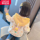 樂芭鼠童裝女童外套秋裝新款休閑時尚嬰幼兒衣服棉布兒童外套春秋款連帽小童上衣1-7歲潮 黃色 90碼建議1-2歲 ( 身高80-90cm )