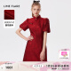 LIME FLARE莱茵福莱尔2024夏季红色中式连衣裙改良旗袍新款婚礼气质高级礼服 中国红色 M