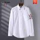 TB BROWIN新款牛津紡湯姆男女款長(cháng)袖襯衫刺繡動(dòng)物韓版青年tb襯衣現貨 白色 1=M