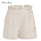 pinkmary粉紅瑪琍短褲女士夏季手工繡花時(shí)尚簡(jiǎn)約休閑褲PMANS2601 米白色 M