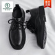 啄木鳥(niǎo)真皮皮鞋男新款商務(wù)正裝男士休閑英倫風(fēng)黑色大頭厚底增高鞋春秋 黑色59288 四季款 42 標準皮鞋碼