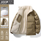 JEEP SPIRIT吉普棉服男款2025新款冬季棉衣羊羔毛絨棉襖男士加絨加厚外套 淺軍綠【雙面可穿】 XL