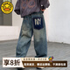 G.DUCKKIDS小黃鴨童裝男童牛仔褲春秋新款中大童男孩兒童寬松老爹褲直筒褲子 藍色-單褲 160