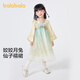 巴拉巴拉童裝女童漢服國風(fēng)連衣裙春秋寶寶襦裙演出服兒童裙子 黃綠色00334 120