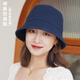 JOLISAC秋印漁夫帽春秋女日系棉麻遮陽(yáng)防曬小邊大頭圍時(shí)尚顯臉小水桶盆帽 牛仔藍 棉麻經(jīng)典版 L