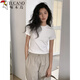 啄木鳥(niǎo)短袖t恤女2025夏新款簡(jiǎn)約螺紋圓領(lǐng)正肩緊身顯瘦百搭上衣 白色 2XL