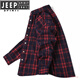 JEEP SPIRITJeep格子襯衫男春秋季純棉休閑長袖小格襯衫紅色磨毛外套男士 5016紅格 2XL 175/98B