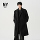 NY-DMZI韓系中長(zhǎng)款毛呢大衣男春秋季潮牌高級(jí)感大碼過(guò)膝風(fēng)衣休閑情侶外套 黑色 M