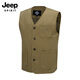 JEEP SPIRIT吉普馬甲男春秋背心男雞心領(lǐng)休閑坎肩運動(dòng)無(wú)袖男外套男裝上衣