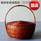 耀繽拜神竹籃 大號手提籃帶蓋竹編收納筐提手籃拜神竹筐家用收納竹籃 口徑約38厘米  可裝2只雞
