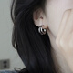 伊燦日韓雙圈耳環(huán)女2025年新款爆款小眾設計高級耳圈冷淡風(fēng)純銀針耳飾 雙弧圈耳環(huán)一對【銀色】