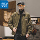 真維斯美式重磅復古珠帆布工裝夾克男秋冬時(shí)尚寬松底特律獵裝外套男春季 軍綠 XL 適合145-160斤