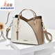 袋鼠（KANGAROO）女士包包婦女節新款大氣手提包女大包時(shí)尚簡(jiǎn)約大容量單肩斜挎包 白拼卡其