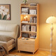 歡樂(lè )舒塢實(shí)木床頭柜書(shū)架一體多層置物架臥室床邊加高儲物柜小型窄款收納柜 四層款#原木色【43*40*150】