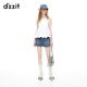 DZZIT地素牛仔短褲夏季刺繡工藝丹尼高腰短褲女 藍(lán)色 XS