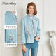 pinkmaryPink Mary/粉紅瑪琍毛呢大衣女2023秋冬中式風(fēng)短款外套PMAMW6007 粉藍(lán)色 M