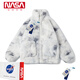 NASA GOOD棉服男羊羔毛棉衣男國潮扎染情侶毛絨外套男立領(lǐng)面包服加厚棉襖子 灰色 XL